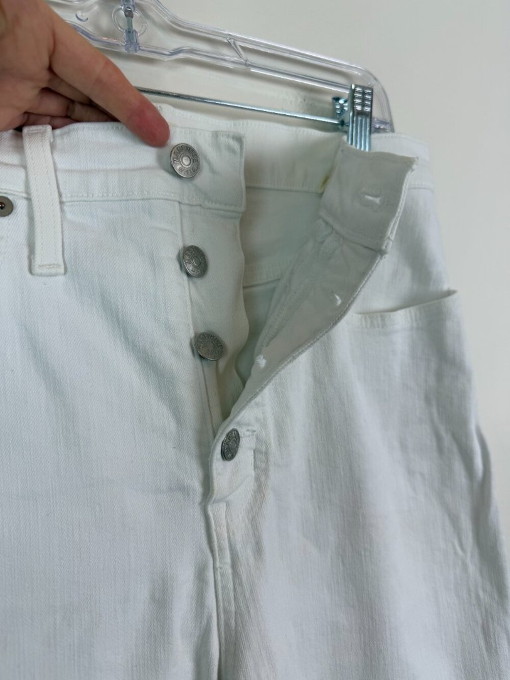 Madewell Slim Wide-Leg Crop Jeans in Pure White: Button-Front Edition Size 29 - Picture 8 of 15